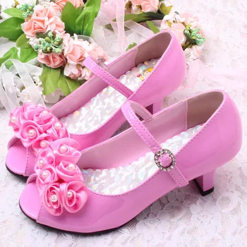 3 Boje, Dobre Kvalitete Dječje cipele od perli s cvjetnim uzorkom za djevojčice Sandale na visoku petu Dječje svadbene cipele Dječji Dimenzije 26-36