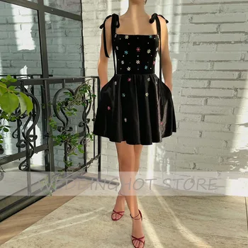 Crna večernja haljina sa šljokicama Dugo 2021 Luksuzno haljina na trake za prom s jednostavnim perle trapeznog oblika bez rukava Večernja haljina robes de soirée