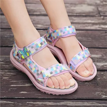 Sandale za djevojčice 2022 Ljetne Nove dječje sandale za djevojčice Mondeno cipele princeza s lukom na mekom potplatima Противоскользящая Casual cipele plaža