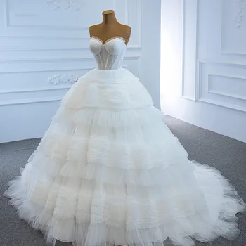 RSM67175 Bijela seksi Top-tila s otvorenim leđima Vjenčanje vjenčanica 2021 sa volanima straga čipka-up Dizajn Банкетное haljinu s grimase